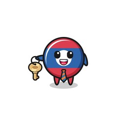 cute laos flag as a real estate agent mascot