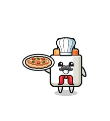 power adapter character as Italian chef mascot