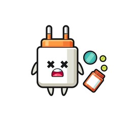 Obraz premium illustration of overdose power adapter character