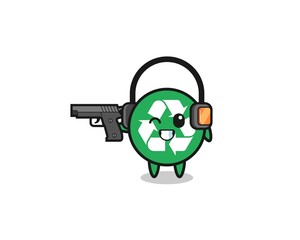 illustration of recycling cartoon doing shooting range