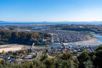 [Préfecture de Yamaguchi] Le pont de Kintaikyo et la ville d& 39 Iwakuni par beau temps