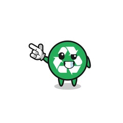 recycling mascot pointing top left