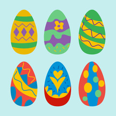 Easter eggs set. flat style