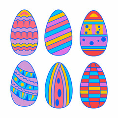 Easter eggs set. flat style