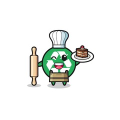 recycling as pastry chef mascot hold rolling pin