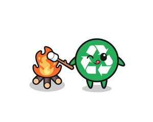 recycling character is burning marshmallow