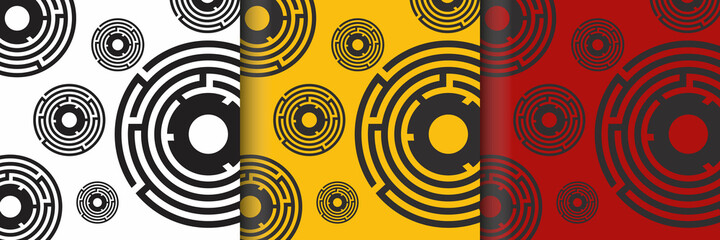 Escape Room collection pattern or background in three color versions. Quest Room design template concept. Background design, modern trend design. Vector Illustration. © Tina
