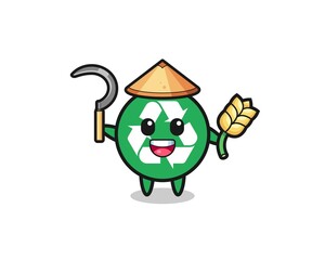 recycling Asian farmer holding paddy