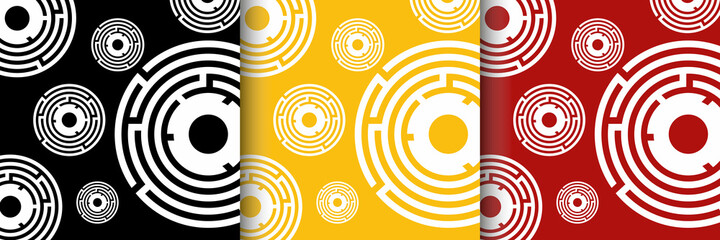 Escape Room collection pattern or background in three color versions. Quest Room design template concept. Background design, modern trend design. Vector Illustration. © Tina