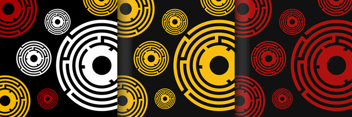 Escape Room collection pattern or background in three color versions. Quest Room design template concept. Background design, modern trend design. Vector Illustration. © Tina