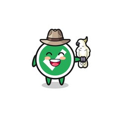 check mark zookeeper mascot with a parrot