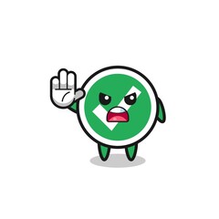 check mark character doing stop gesture