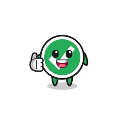 check mark mascot doing thumbs up gesture