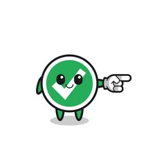 Fototapeta na wymiar check mark mascot with pointing right gesture