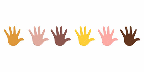 Obraz premium International day of tolerance. Hand icons with different skin tones. Isolated vector illustration