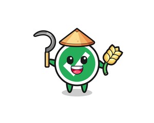 check mark Asian farmer holding paddy