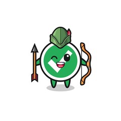 check mark cartoon as medieval archer mascot