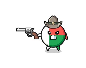 the madagascar flag cowboy shooting with a gun