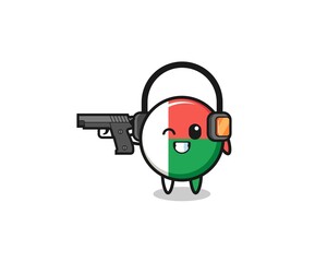 illustration of madagascar flag cartoon doing shooting range