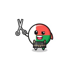 madagascar flag character as barbershop mascot