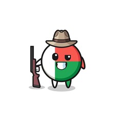 madagascar flag hunter mascot holding a gun