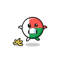 madagascar flag cartoon is slip on a banana peel