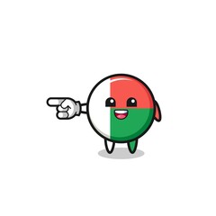 madagascar flag cartoon with pointing left gesture