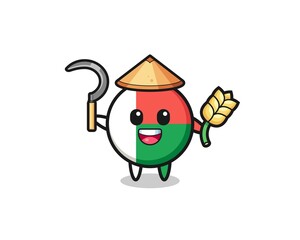 madagascar flag Asian farmer holding paddy