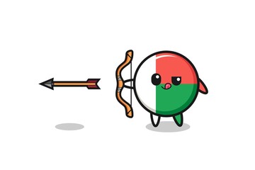 illustration of madagascar flag character doing archery