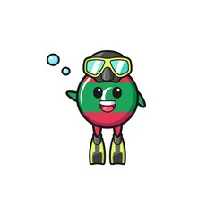 the maldives flag diver cartoon character
