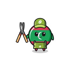 cute maldives flag as gardener mascot