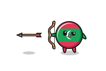 illustration of maldives flag character doing archery