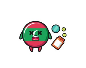 illustration of overdose maldives flag character