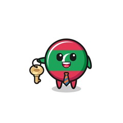 cute maldives flag as a real estate agent mascot
