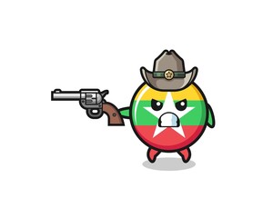 the myanmar flag cowboy shooting with a gun