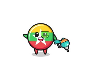 myanmar flag cartoon as future warrior mascot