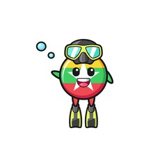 the myanmar flag diver cartoon character