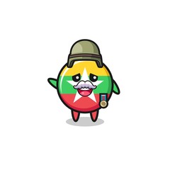 cute myanmar flag as veteran cartoon