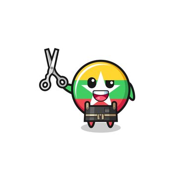 recommend clip art: myanmar flag character as barbershop mascot