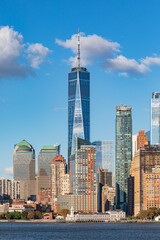 Fototapeta na wymiar One World Trade Center and the Lower Manhattan skyline.