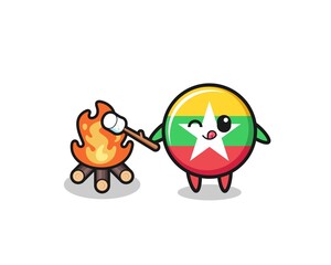 myanmar flag character is burning marshmallow
