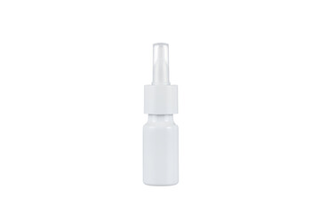 Medical Spray Bottle isolated on a white background. 
Medicine white bottle on a white background. 
Nasal spray on a white background.