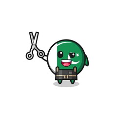Obraz premium pakistan flag character as barbershop mascot