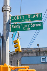 Street signs in Coney Island.