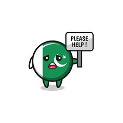 cute pakistan flag hold the please help banner