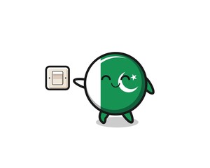 cartoon pakistan flag is turning off light