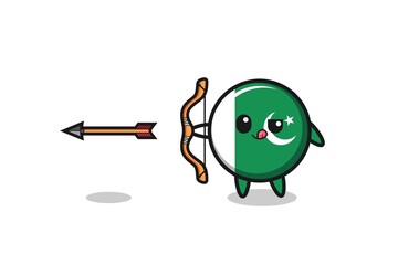 illustration of pakistan flag character doing archery