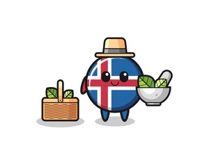 iceland flag herbalist cute cartoon