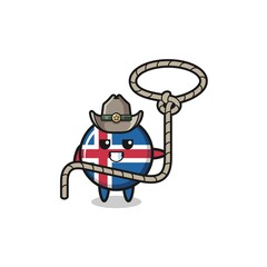 the iceland flag cowboy with lasso rope