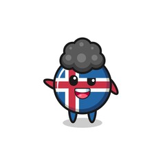 Naklejka premium iceland flag character as the afro boy